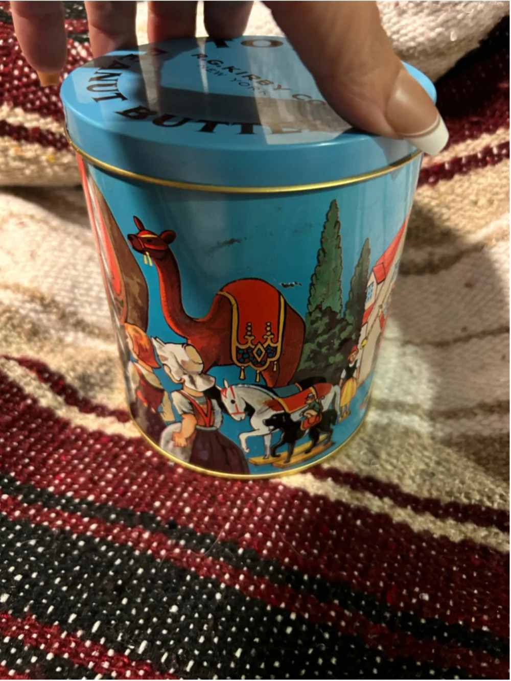 Vintage R.G. Kirby Co. Toyland Peanut Butter Tin, One Size, Blue and Red